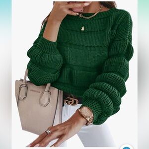 PRETTYGARDEN Women's Fall Sweater Casual Crew
Neck Pullover Long Puff Sleeve